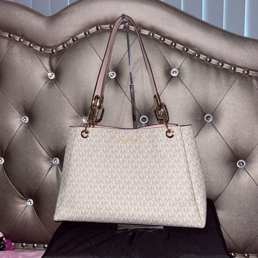 Michael Kors Trisha LG Triple Gusset Shoulder Vanilla Multi
